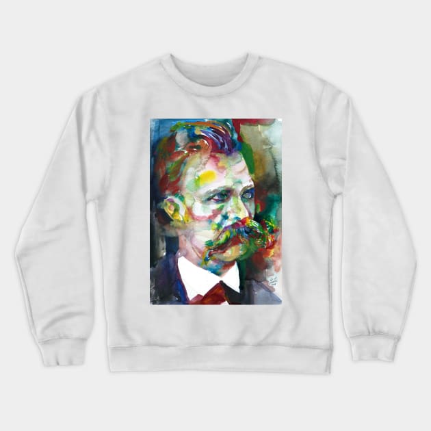 FRIEDRICH NIETSCHE watercolor portrait.2 Crewneck Sweatshirt by lautir